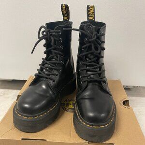 Dr. Martens Jadon Boot Smooth Leather Platforms - Polished Smooth Black US6/EU37